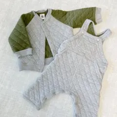 プチバトー キルティング ロンパース＆カーディガン セット 6M 67cm