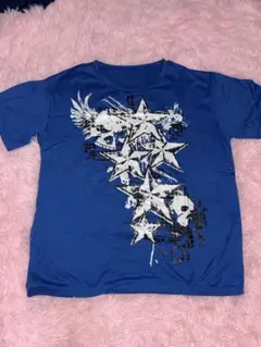 SHEIN スカル スター柄 半袖Tシャツ ブルー