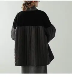 カジュアル キルティングジャケット ブラック/グレー