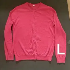 UNIQLO クルーネックカーディガン 綿100ピンク L