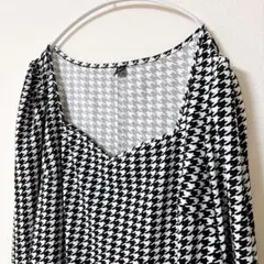 【大きいサイズ】SHEIN FIT+ 千鳥格子 スクエアネック ワンピース