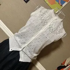 レトロ古着 ベスト？ ノースリーブ トップス ヴィンテージ 古着 白