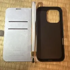 手帳型ケース グレー ストラップ付き　iPhone16pro