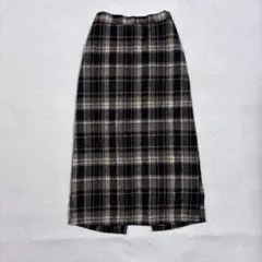チェック柄ロングスカート　スリットあり　Lサイズ