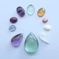 【お年玉福袋3】天然石カボション10点セット(ルース・マクラメネックレス)