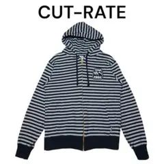 CUTRATE　ボーダー　フルジップ　スウェットパーカー　カットレイト　ワッペンのサムネイル