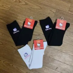 Hello Kitty ソックス 3足セット 黒白、新品