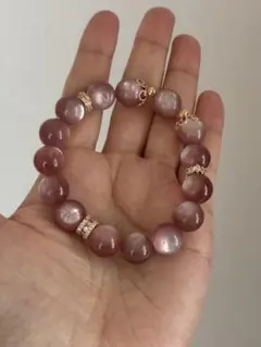 最高級　濃厚　ラズベリーピンクマイカブレスレット　11 超レア！【高品質】ピンクマイカ ブレスレット 11mm ブレスレット