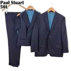 【美品】 Paul Stuart メンズスーツ3Ｐ 裏地青 50L ネイビーSTのサムネイル
