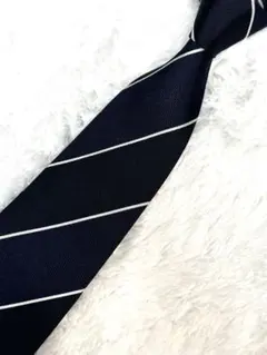 F&L フラテッリルイージ　ネイビー ✖️ブラック ストライプ ネクタイ【美品】