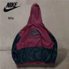 【ナイキ】90s銀タグリバーシブルパーカーナイロンジャケット刺繍スウォッシュ短丈