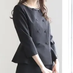 ドレスラボ ユニクロ ペプラム トップス ワイドパンツ セット 黒 ママスーツ