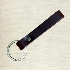 本革キーホルダー ブラウンレッド レザーキーホルダー