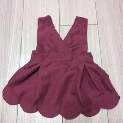 バーガンディ スカラップヘム ワンピース