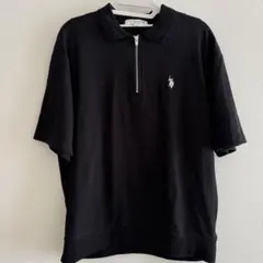 お値下げ　POLO ブラックポロシャツ 半袖 ジッパー付き