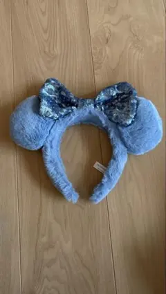 ミニー耳カチューシャ ラメリボン 青
