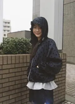 OHESHIO ドットフリルウィンドブレーカー navy - メルカリ