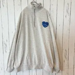 イング　スウェット　ハーフジップ　トレーナー　オーバーサイズ　グレー　M