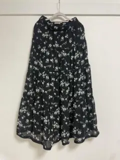 AL MILLE 花柄 ティアードスカート ブラックのサムネイル