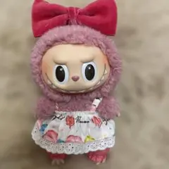 ラブブ　着せ替え　マカロン柄　ベロア　ハロウィン　ぬい服　ピンク　着せ替え