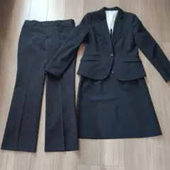 【美品】ストライプ柄スーツ ジャケット スカート パンツ 3点セット 15号