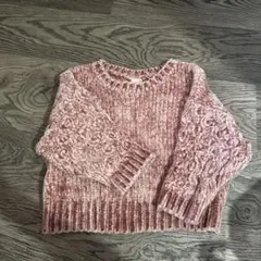 ピンク ケーブルニット クロップドセーター