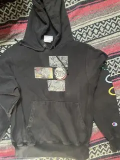 珍品　champion パーカー　フーディー　鬼滅の刃　アニメ　S ブラック