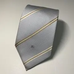 BURBERRY シルクネクタイ　ストライプ グレー/ブラウン&ベージュ