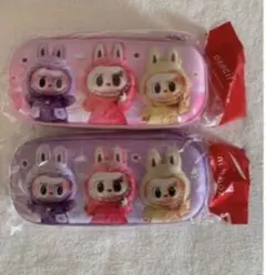 LABUBU 筆箱 キャラクター柄 大容量　横約24cm紫 or ピンク一個