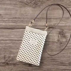 スマホショルダーバッグ【M】ドット柄黒　斜め掛けショルダーバック　サコッシュ