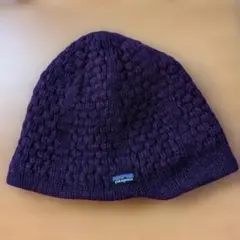 Patagonia 紫 ニット帽 編み込みデザイン