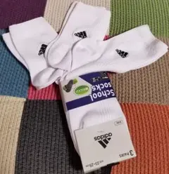 adidas　アディダス　23-25cm　スクールソックス　靴下　３足セット