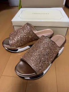 LIBERTYDOLL ピンクゴールドグリッター 厚底サンダルのサムネイル