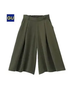 GU イージードレープ ガウチョパンツ カーキ 緑 オリーブ スカーチョ