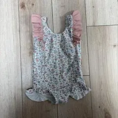 90cm 女の子用 フラワー柄水着
