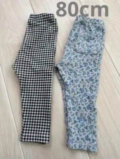 ユニクロ　レギンス　80cm 2枚セット　花柄　チェック