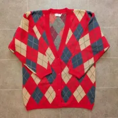 【一点物】アーガイル カーディガン 配色 きれいめ カジュアル