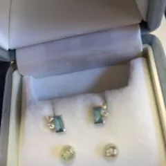 2月最後のお値下げ　k14wg アクアマリン、ダイヤモンド付きピアスセット