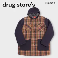 drug store's フード付きチェックジャケット ニット切替のサムネイル