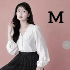 新品 M しまむら 門脇伶奈 レースブラウス ホワイト 長袖