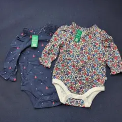 babyGAP長袖ボディースーツ長袖ロンパース60cmリンゴ花柄女の子新品未使用
