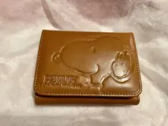 新品 未使用品 本革 PEANUTS スヌーピー 二つ折り財布 ブラウン♪