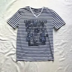 セマンティックデザイン　フラワー　ボーダー　Tシャツ M Y2K 00s 平成のサムネイル