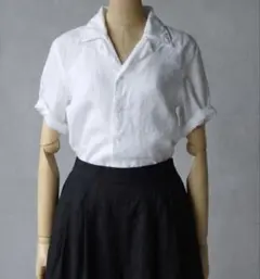 ヴンテージ【天然シェル】ギャバジン レーヨン混オープンカラーシャツ