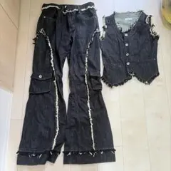 Laguagem デニムベストとフード付きスカートセット - メルカリ