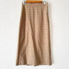 GU チェック ナロースカート ウエストゴム タイトスカート