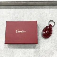 【美品】Cartier カルティエ　レザー キーホルダー　表裏ロゴ　レッドのサムネイル
