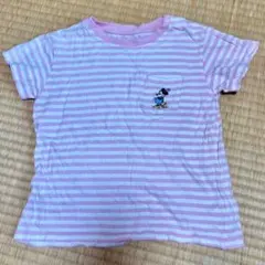 UNIQLO ミニーちゃん ピンクボーダー Tシャツ 100サイズ