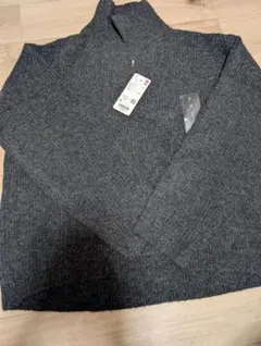 UNIQLO スフレヤーンハイネックセーター ダークグレー　Sサイズ