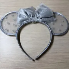 シルバーリボン付き　ミニー　カチューシャ